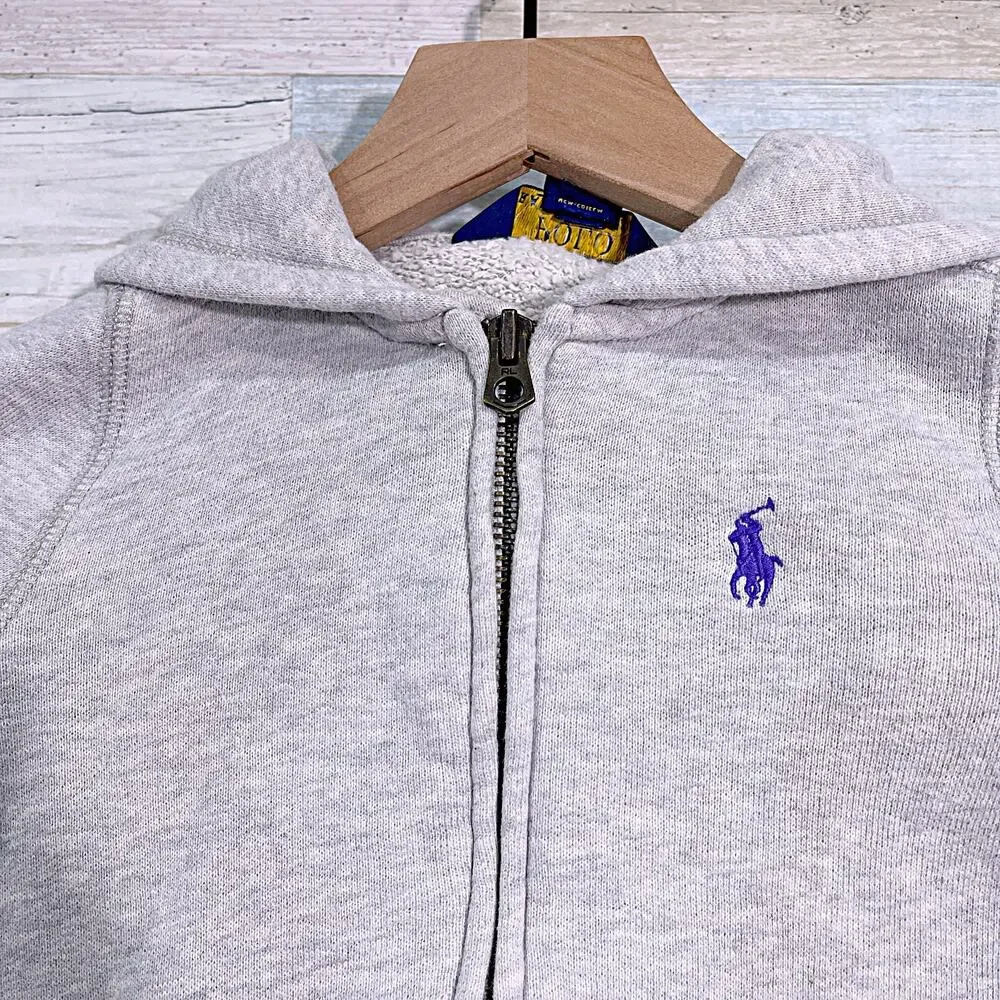 POLO Ralph Lauren Fleece Full Zip Hoodie Sweatshirt Heather Gray Boys 4T